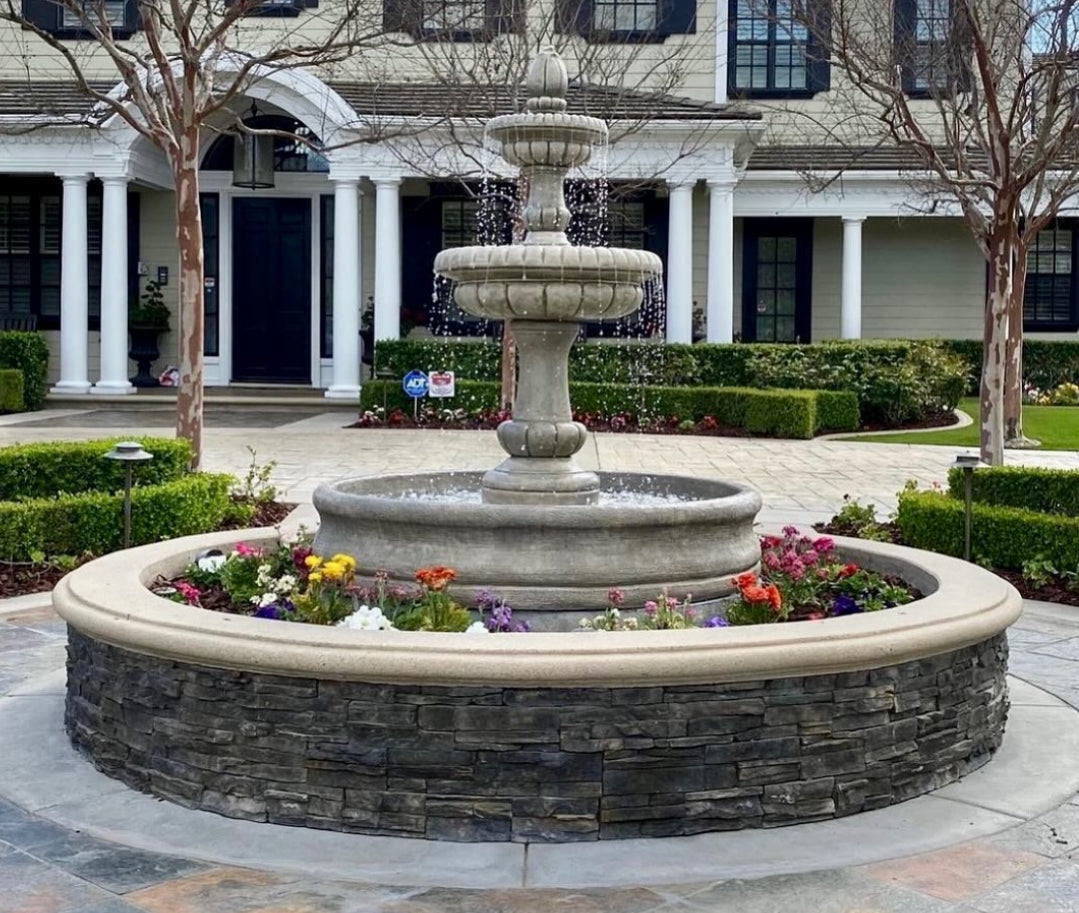 Pioggia Cast Stone Tiered Outdoor Fountain with 55" Basin