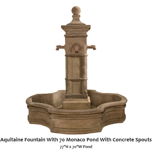 Aquitaine Fountain With 70" Monaco Pond