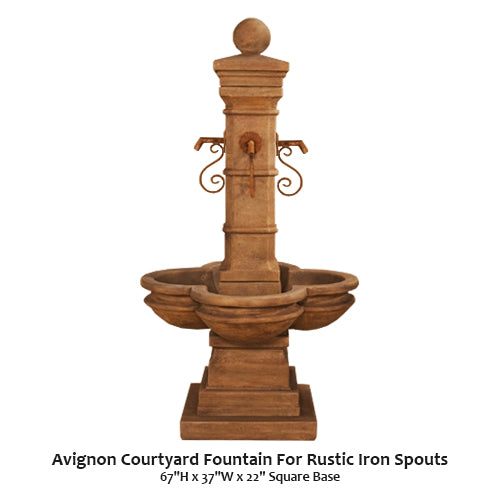 Avignon Courtyard Fountain For Rustic Iron Spouts