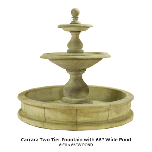 Carrara Two Tier Fountain with 66" Wide Pond