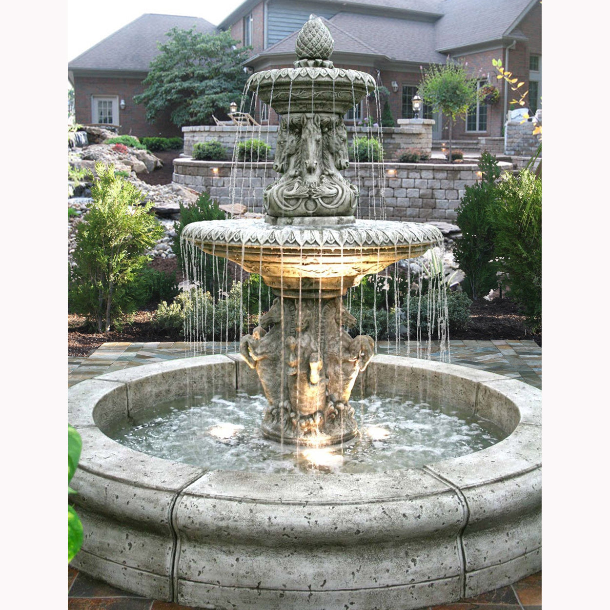 Cavalli Outdoor Fountain with Fiore Pond