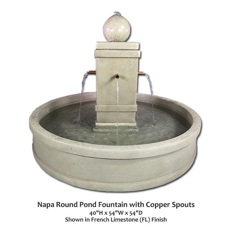 Napa Round Pond Fountain with Copper Spouts