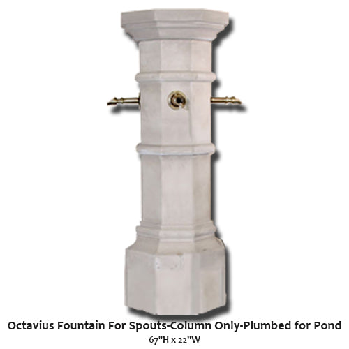 Octavius Fountain For Spouts - Column Only- Plumbed for Pond