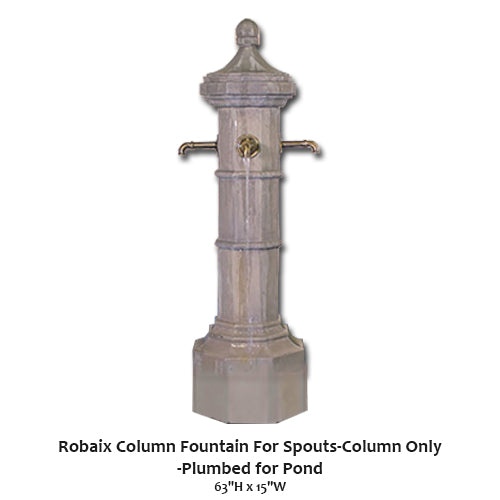 Robaix Column Fountain For Spouts-Column Only-Plumbed for Pond