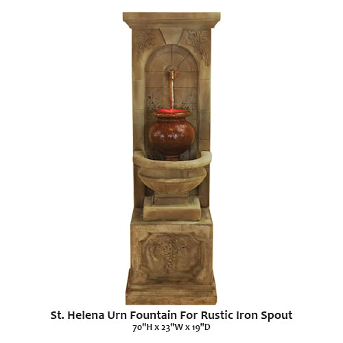 St. Helena Urn Fountain For Rustic Iron Spout