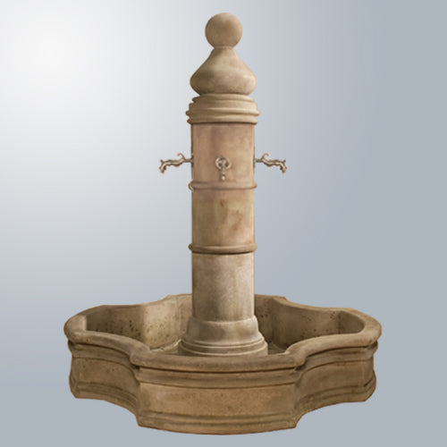 Ventoux Fountain With 70' Monaco Pond with Bronze Spouts